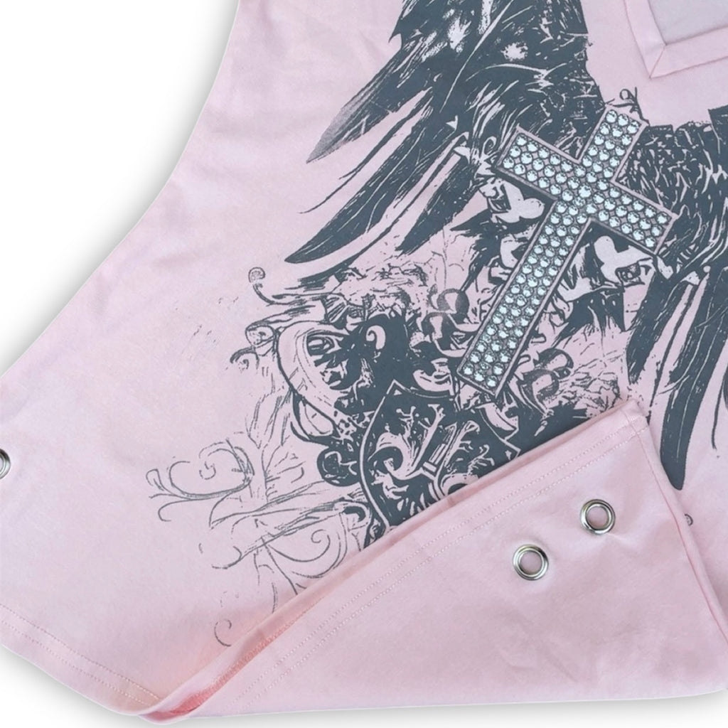 PINK ANG3L CROSS TEE